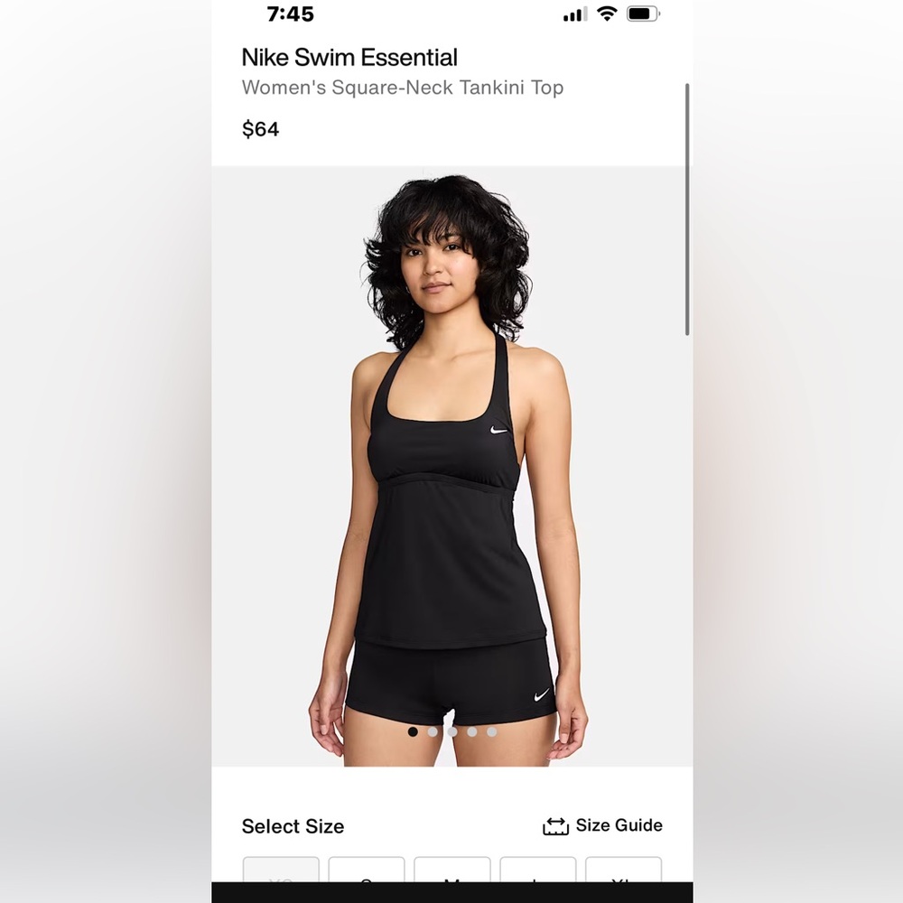 Nike Women's Black Square-Neck Tankini Top